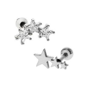 NIB RHONA SUTTON Bodifine Stainless Steel Set of 2 Star Tragus